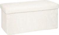 Atmosphera Poef/hocker/voetenbankje Bont - opbergbox - wit - PO/MDF - 38 x 38 x 76 cm - opvouwbaar