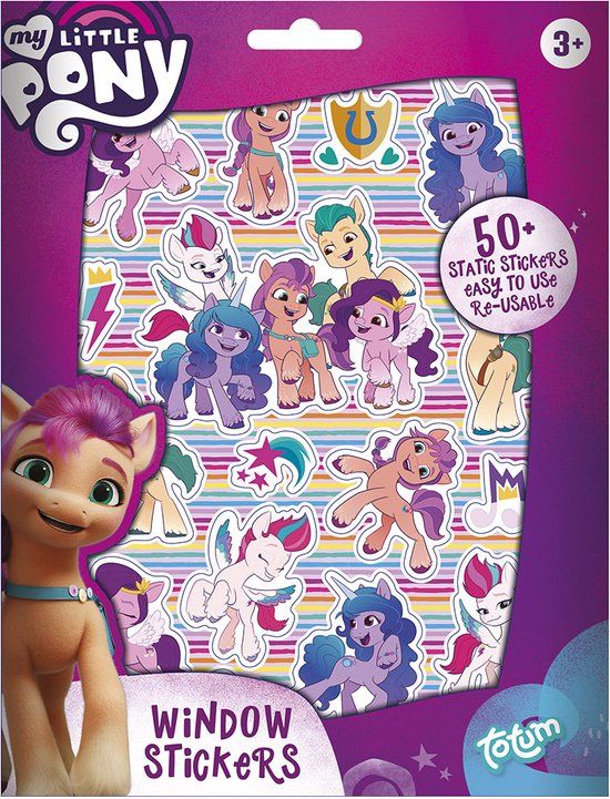 Totum My Little Pony Raamstickers - 50 Verplaatsbare Stickers - Incl. Speelachtergrond