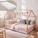 en.casa Kinderbed 'Sisimiut' roze/naturel grenenhout 120x200 cm