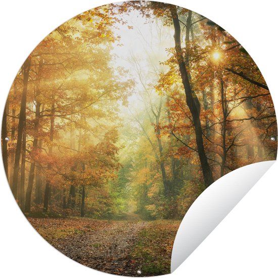 GreatGardenPosters Ronde Tuinposter - Bos Herfst Landschap - 150x150 cm - PVC - Buiten
