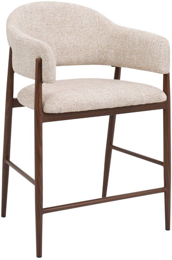 Giga Meubel DÉJA Living Barkruk Dénia - Beige/Walnoot - Zithoogte 75cm - Set van 2