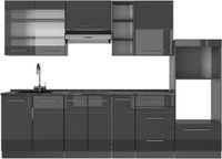 Vicco Fame-Line Complete keukeneenheid – 280 cm, WB Antraciet Antraciet Hoogglans