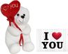 Ger Import Pluche knuffelbeer met I Love hartje - wit/rood - 30 cm - inc. wenskaart