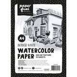 Paperfuel Aquarelpapierblok, wit, 300 g/m², 10 vellen, DIN A4, textuur, schetsboek voor aquarelschilderen, handlettering, penseelbelettering en ander knutselwerk