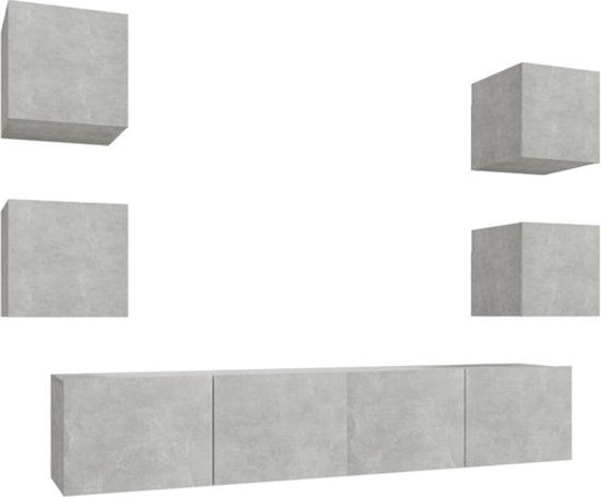 vidaXL 6-delige Tv-meubelset bewerkt hout betongrijs