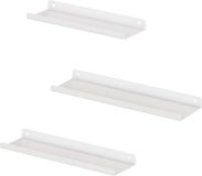SONGMICS Wandplanken van metaal, set van 3, zwevende planken, wit