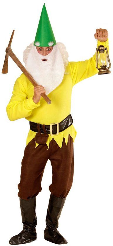 Widmann Dwerg & Kabouter Kostuum Tuin Kabouter Geel Man Medium Carnaval kostuum Verkleedkleding
