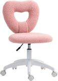 HOMCOM Bureaustoel met hartvormige rug - Draaistoel - Make-upstoel - Computerstoel - Teddy-fleece - Roze