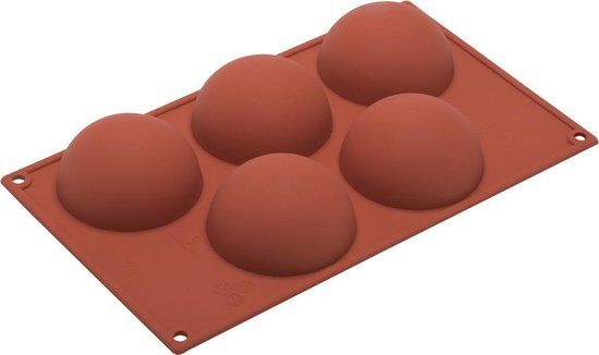 Silikomart Semisphere Silicone Bakvorm - Ø8 cm - Halfrond - 5 Vaks - Terracotta