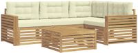vidaXL - Buitenbank Set - 5 Delig - Wit en Crèmekleurig - Polyester