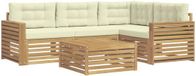 vidaXL - Buitenbank Set - 5 Delig - Wit en Crèmekleurig - Polyester