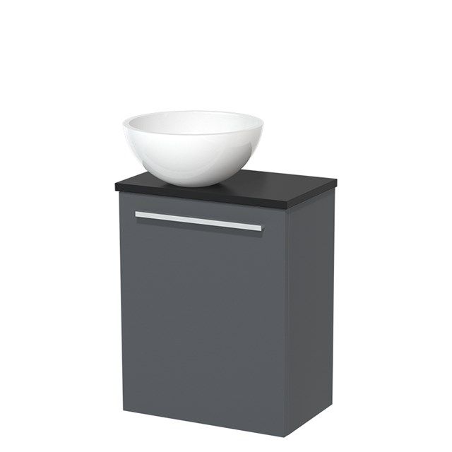 Maxaro Modulo Toiletmeubel - Donkergrijs - 41 cm - Mat Zwart Blad