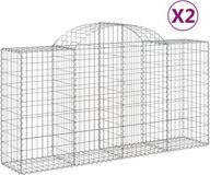 vidaXL Gabions 2 pieces curved 200x50x100/120 cm metal silver