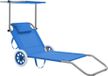 Maison Exclusive - Chaise longue pliante avec parasol et roues, acier, bleu