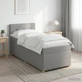 vidaXL Boxspringbed met matras, lichtgrijs, 90 x 200 cm, stof