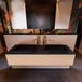 Mondiaz ERIN 150cm badmeubelset onderkast Rosee met 1 lade Wastafel RIDGE dubbel 2 kraangaten Urban ERIN11242