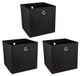 Merkloos Omgoods - Set van 3 Opvouwbare Opbergdozen 30 x 30 x 30 cm Zwart