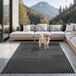 the carpet Santo Plus – Weerbestendig outdoor vloerkleed met 3D patroon, geschikt voor balkon, terras en woonkamer, antraciet met boho-accenten, 160 x 220 cm