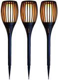 Merkloos / Sans marque Tuinfakkel Solar - Set van 10x stuks - met vlameffect - prikspot - 78 cm - warm wit licht - tuinlamp