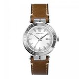 Versace VE2F00121 Heren Polshorloge - Roestvrij Staal - Zilverkleurig/Bruin