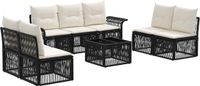 vidaXL Tuinbank - Set - 8-stuks - Zwart - Polyrattan