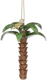 Vondels Palmboom Glitter Kerstbal - Bruin/Groen - 10.5cm