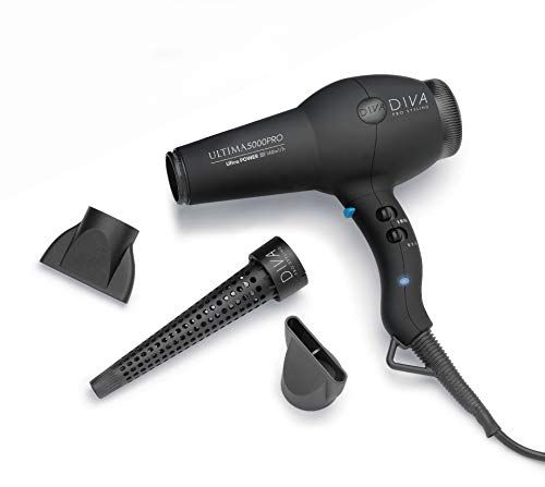 Diva Professional Styling Ultima 5000 Black Rubberised haardroger met wand