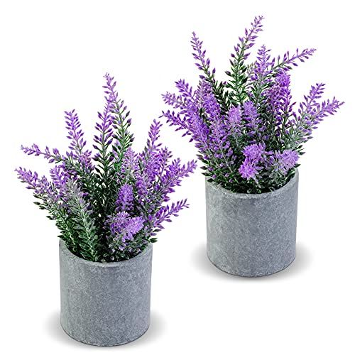 CADNLY Kunstmatige lavendelplant in potten - kunstbloemen van kunstlavendel - neplavendelplanten in pot - moderne boerderij bloemendecor - paarse lavendeldecoratie voor badkamer slaapkamer keuken 2