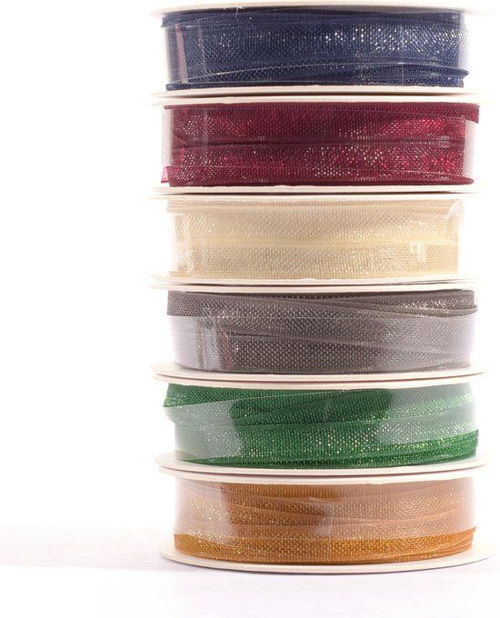 Vaessen Creative Organza Lint - 6 Kleuren - 3mm x 2m - Kerst