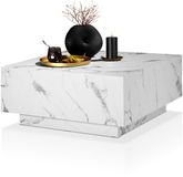 Tectake Table basse carrée Lasley - Aspect marbre Blanc - 80 x 80 x 35 cm