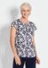Goldner Plissé-shirt marine / wit / gebloemd - Gr. 42