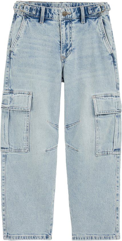 WE Fashion Meisjes loose fit cargo jeans light blue denim