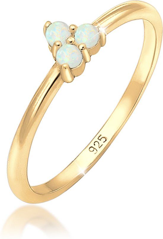 Elli Ring bandring opaal cirkel geo trio 925 zilver verguld