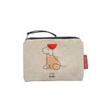 Hello-Bags. Portemonnee/portemonnee/kaartvakken; buitenkant: 100% katoen, met ritssluiting en binnenvoering, inclusief kraft-geschenkenvelop, mod: LOVEBARKS, kleur: ecru/zwart, 14 x 10 cm.