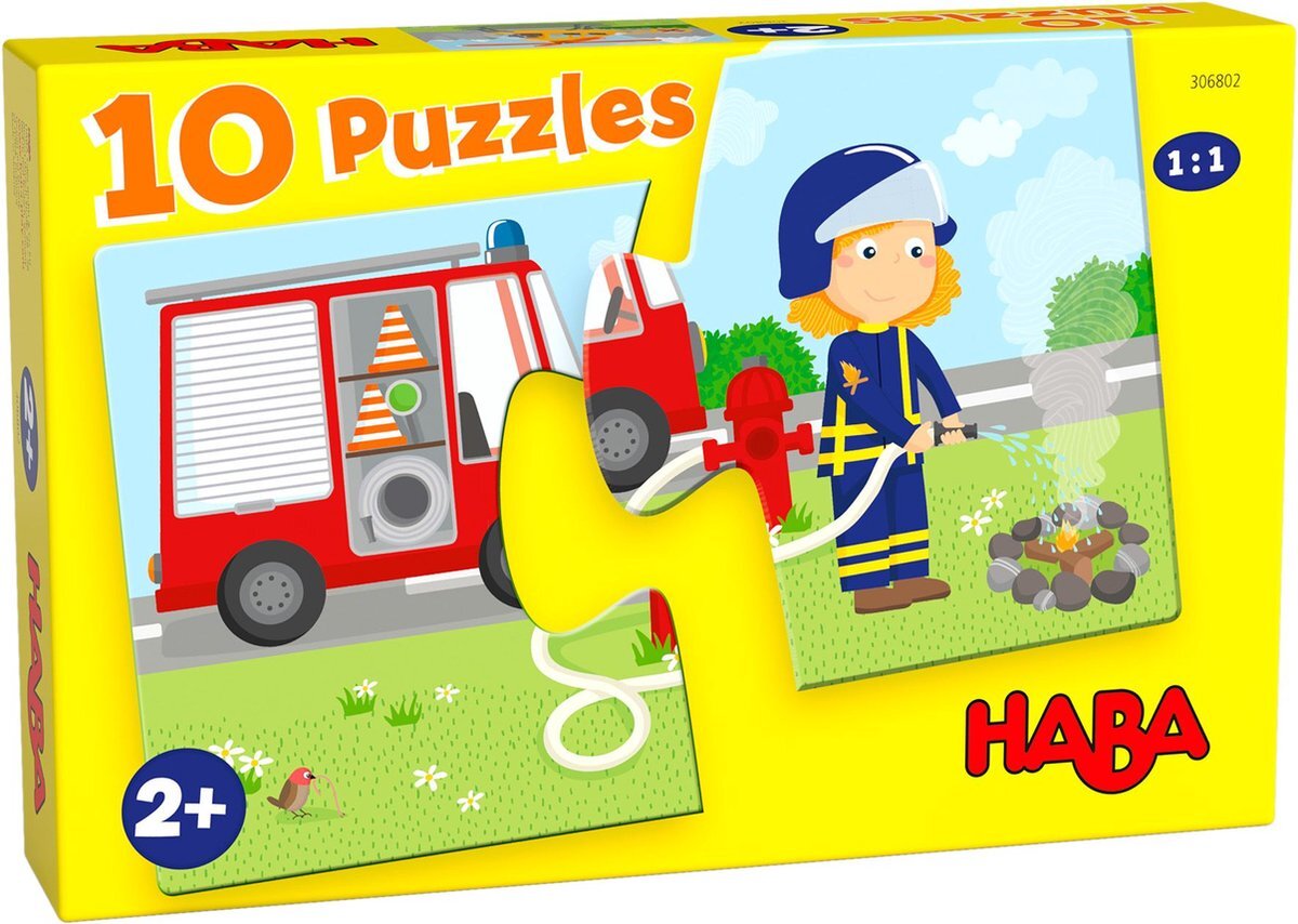 Haba 10-in-1-Puzzel Hulpvoertuigen 2 stukjes 2+