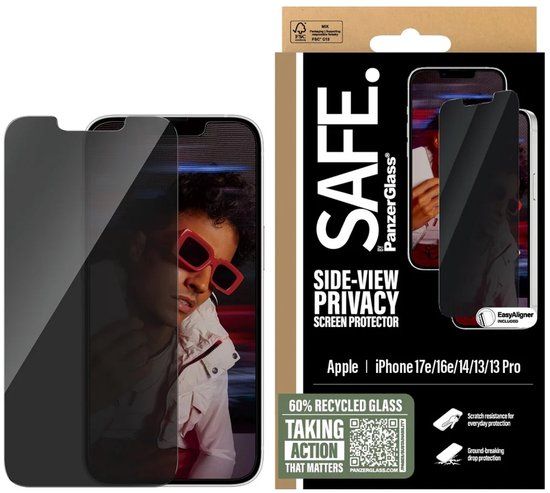 SAFE by PanzerGlass Privacy Screenprotector Ultra Wide Fit met applicator geschikt voor Apple iPhone 17e / 16e