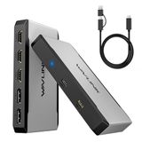 WAVLINK Dockingstation voor 3 monitoren, drievoudige monitoradapter voor MacOS M1/M2/M3/M4-systemen. Type-C en A-host, 100 W PD IN, 3 HDMI 2 DP beschikbaar, triple 4K @ 60 Hz, SMI-driver en USB-host