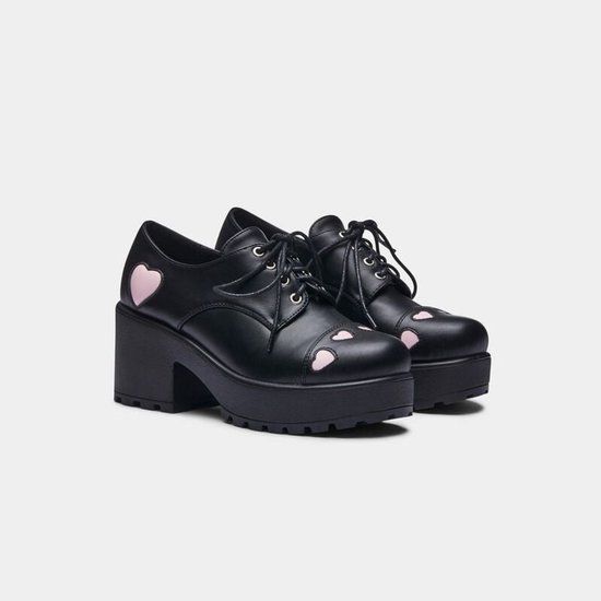 Koi Tennin Heart Shoes Hoge hak zwart-roze