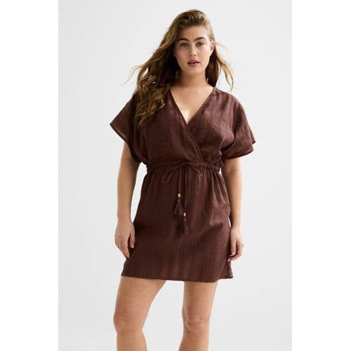 BEACHWAVE strandtuniek met lurex donkerbruin