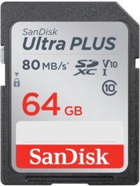 Sandisk Ultra Plus SDHC / SDXC Geheugenkaart 64 GB 80 MB/s