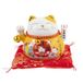 lachineuse - Kattenbeeldje Maneki Neko – symbool – beweegbare arm – traditionele Japanse geluksbrenger – 10 x 12 x 10 cm – porselein, geel – LR03 batterij niet inbegrepen