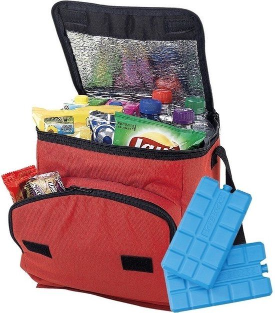 Shoppartners Grote rode koeltas met 8x koelelementen set - 10 l