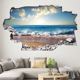 Autocollants Trompe L'Oeil Trou Dans Le Mur - Vue Mer - 40 X 64 Cm