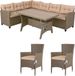 Casaria Polyrattan Hoeklounge - Hoekbank & 2 Tuinstoelen – Beige