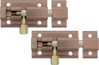 AMIG coulissant slot/plaatgrendel - 2x - aluminium - 6 cm - brons