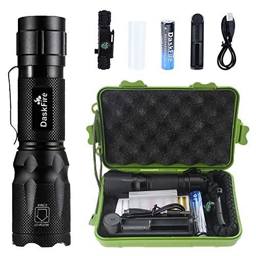 DaskFire 2-in-1 LED-zaklamp - 900 Lumen - UV-395nm - Oplaadbaar - Zwart