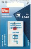 Prym Machine Needles Twin Universal 80-2.5 Silver Metal 1 Piece
