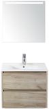 BES LED Dante Badmeubelset 60 cm - Craft Oak - Keramische Wastafel Wit Enjoy met Sence Spiegel
