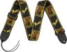 Fender Monogrammed Guitar Strap, 2 Inch Adjustable, Black Yellow Brown, Woven Logo, Comfortable Nylon Backing, 36-58 Inch Length