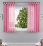 Gardinenbox Set van 2 gordijnen, transparant, woonkamer, voile, lusgordijn met loodband, H x B 175 x 140 cm, roze